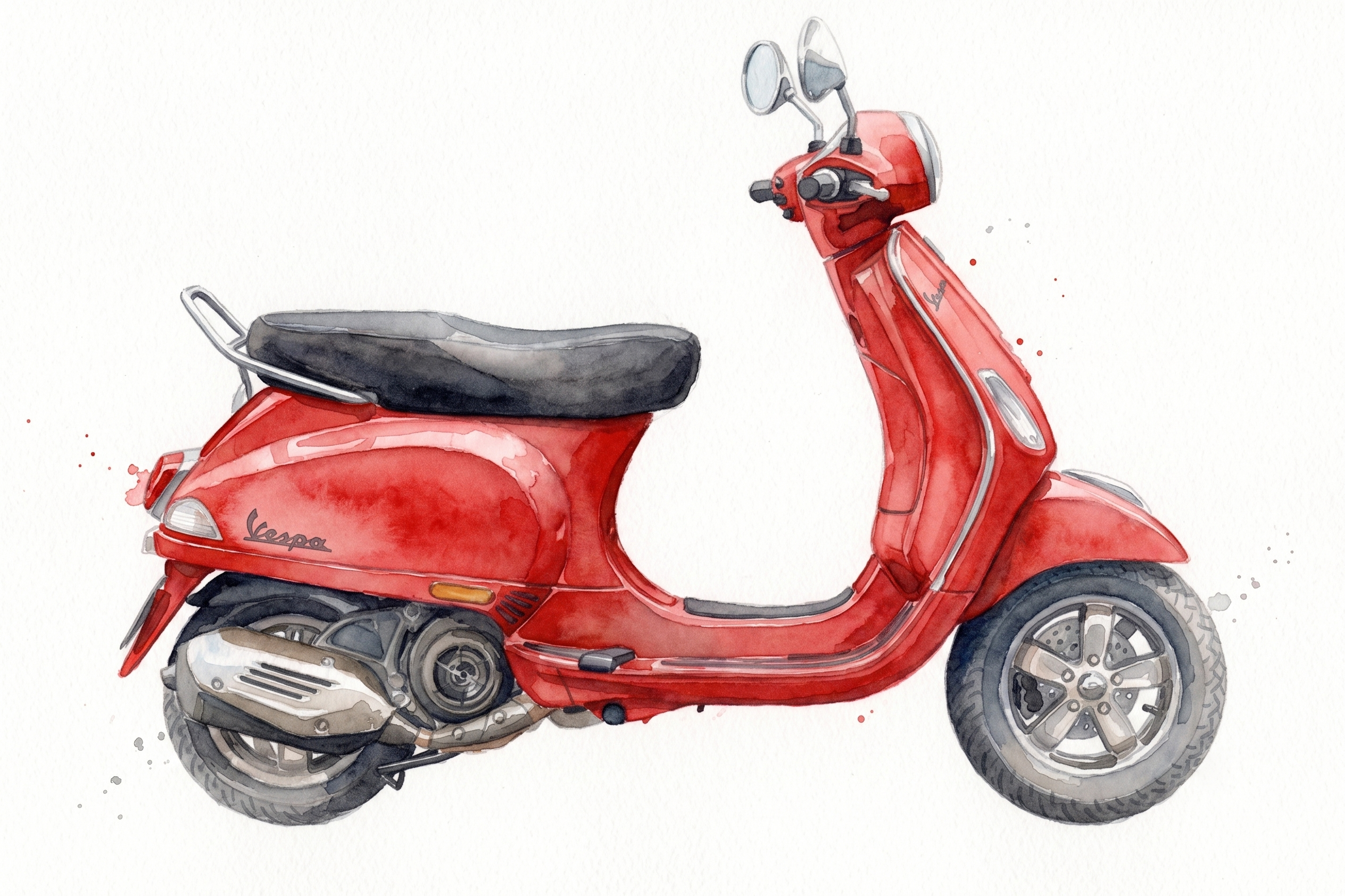 Vintage Scooter - Water Colour