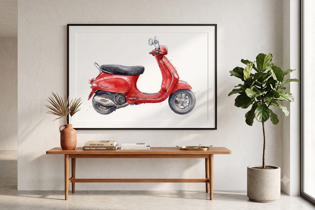 Vintage Scooter - Water Colour