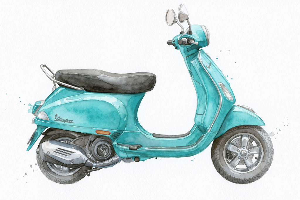 Vintage Scooter - Water Colour