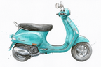 Vintage Scooter - Water Colour