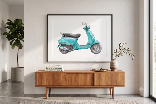 Vintage Scooter - Water Colour