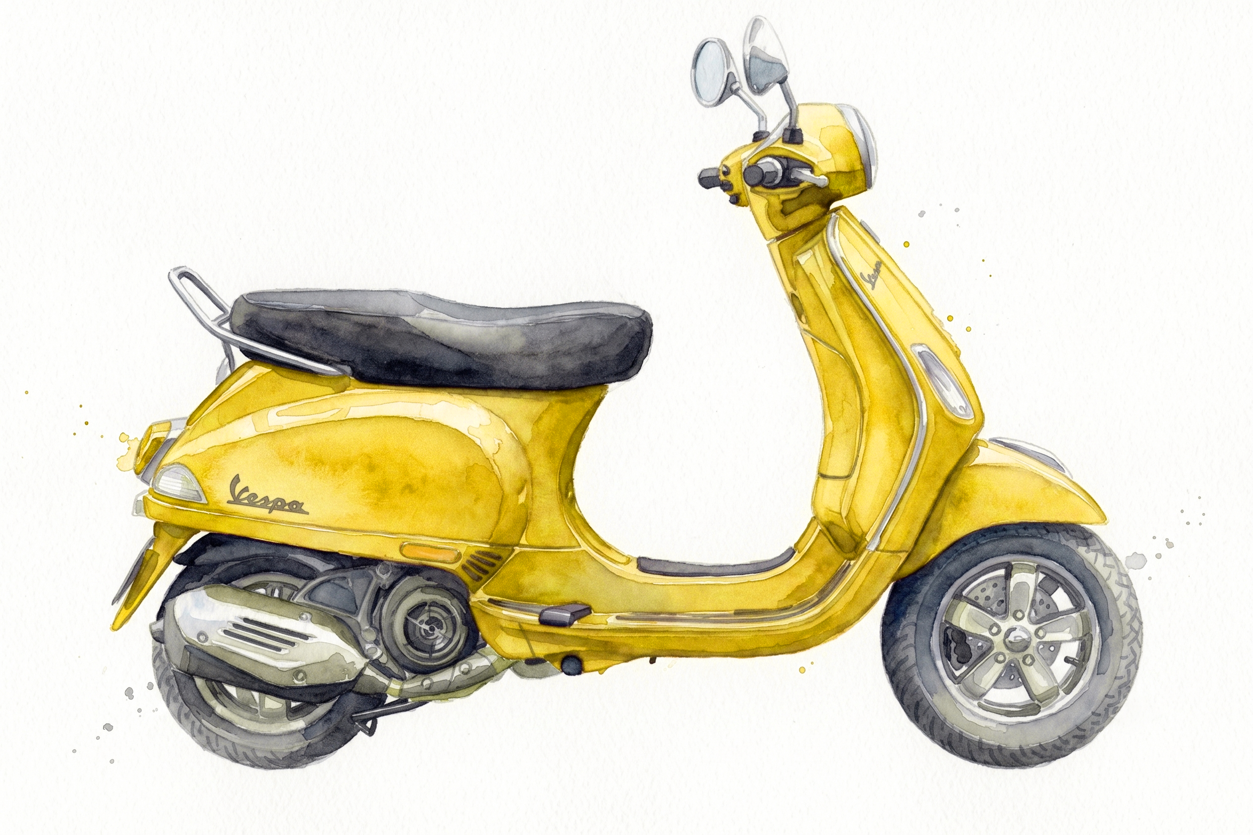 Vintage Scooter - Water Colour